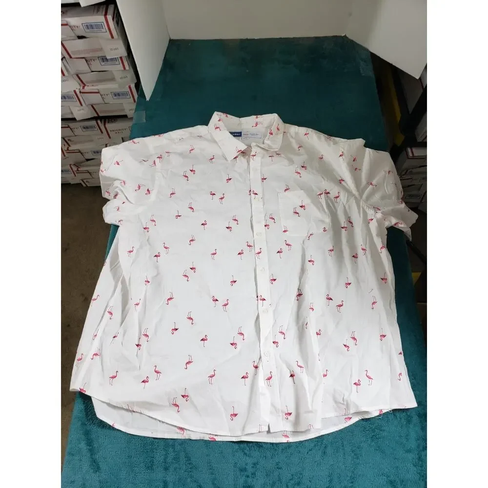 Old Navy Shirt Size 4XL XXXXL Mens Short Sleeve Button Up Flamingo NWT - Picture 2 of 10